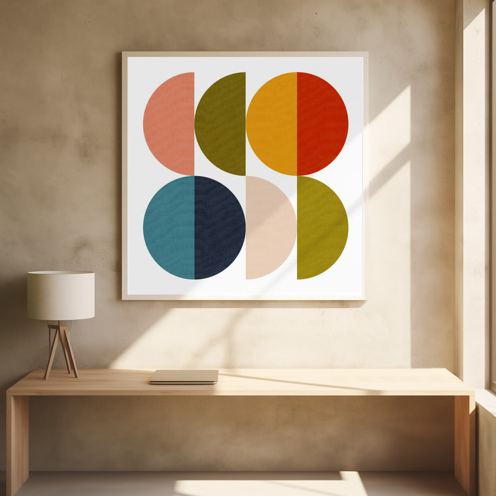 Mid Century Geometric Color Play 2 - Poster / Art Print - interiör