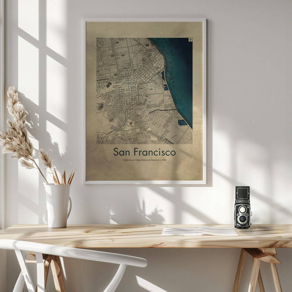 San Francisco retro karta - Poster / Art Print - interiör