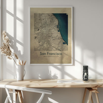 San Francisco retro karta - Poster / Art Print - interiör
