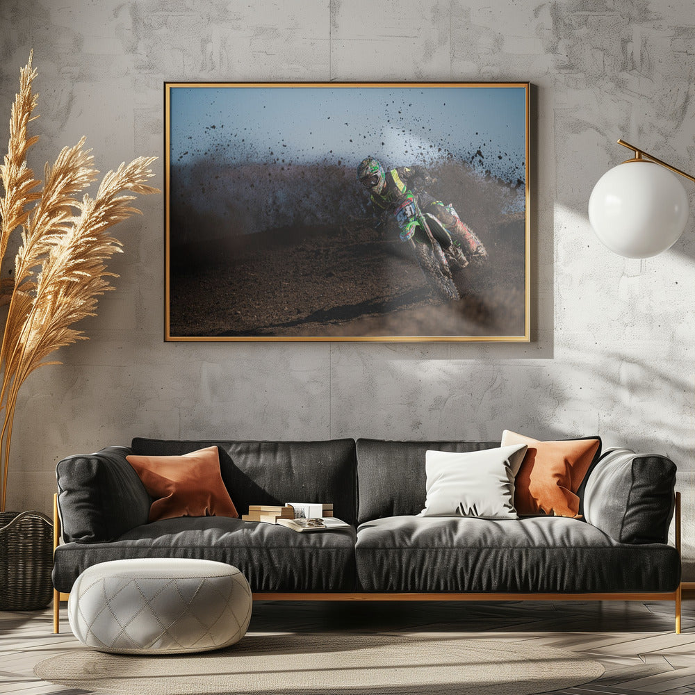 Motocross i lera - Poster / Art Print - interiör