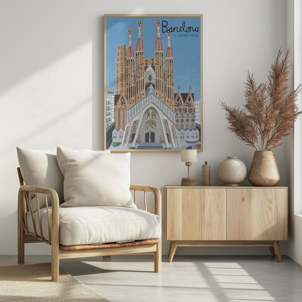 The Sagrada Familia, Barcelona by Artist Carla Daly - Poster / Art Print - interiör