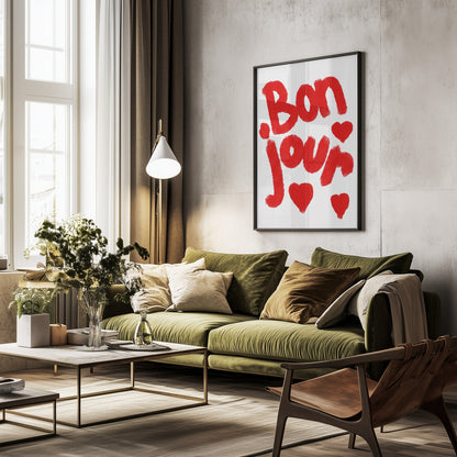 Bonjour Hearts - Poster / Art Print - interiör