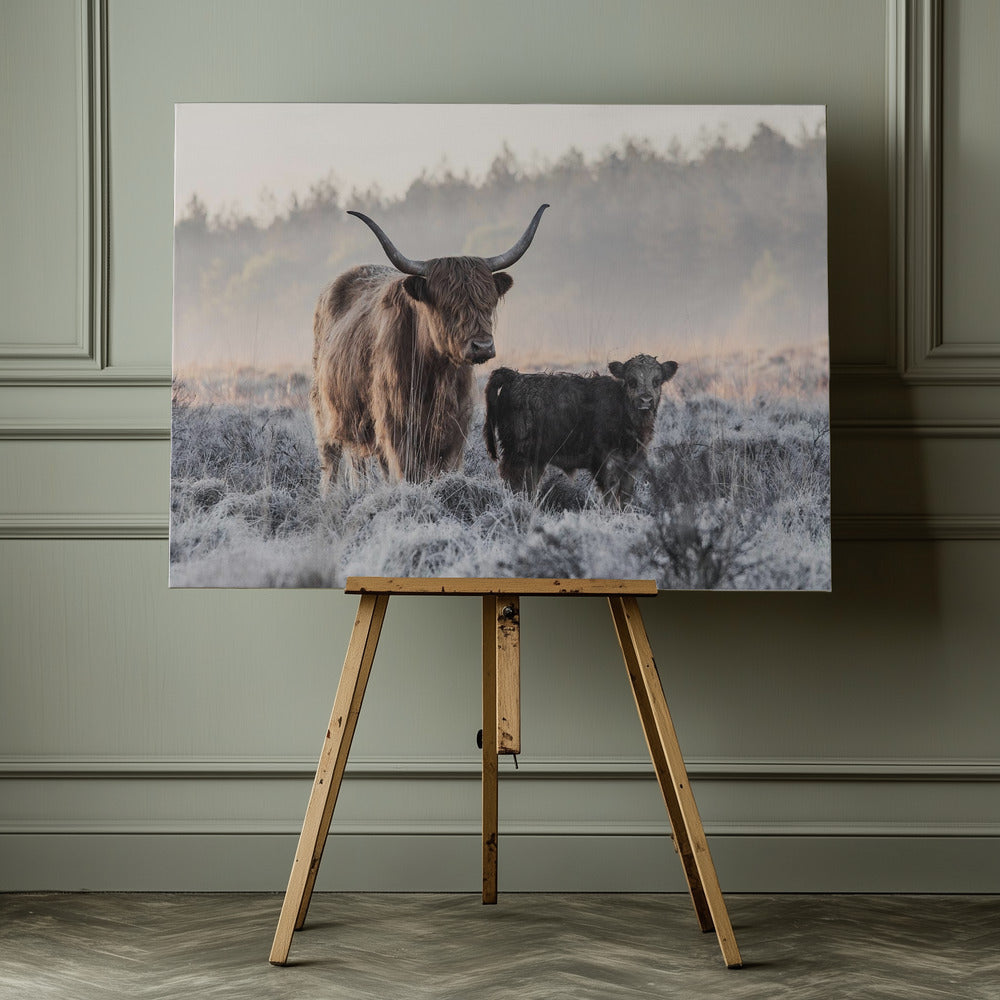Highlander and Calf - Poster / Art Print - interiör