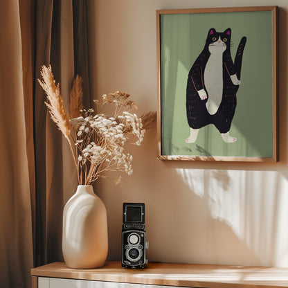 Black and white cat 02 - Poster / Art Print - interiör