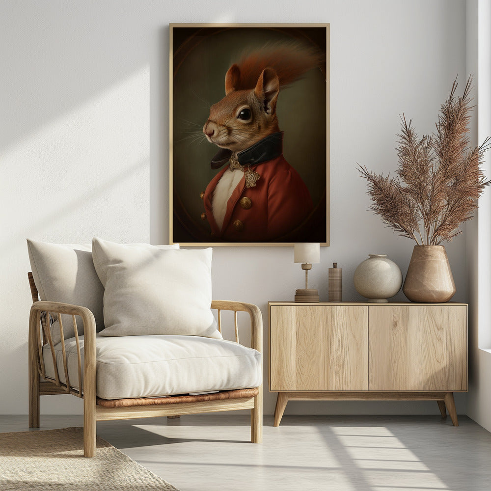 Regal Squirrel Gentleman - Poster / Art Print - interiör