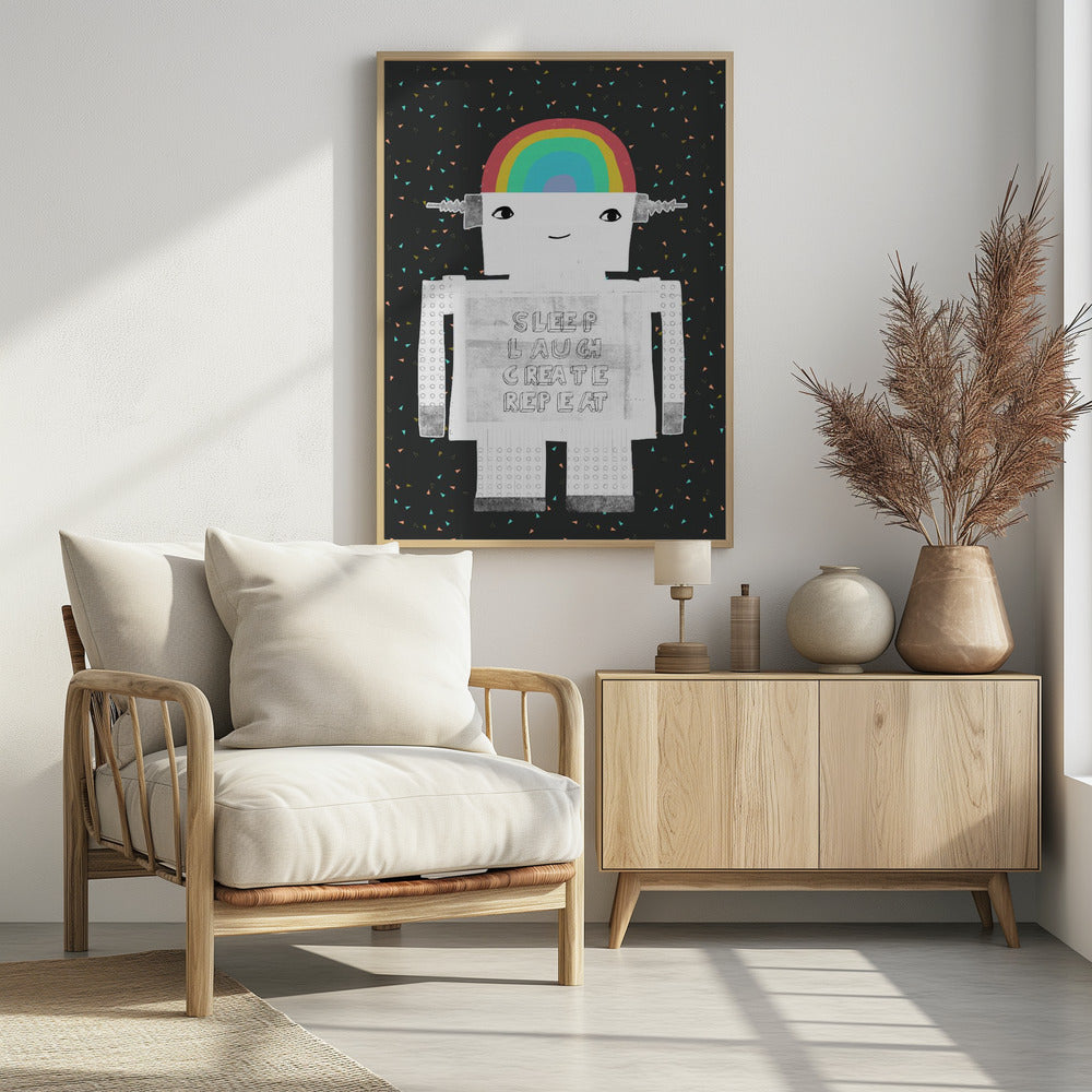 Sleep Laugh Create Repeat - Poster / Art Print - interiör