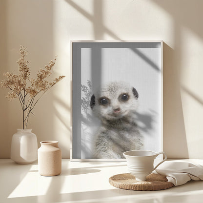 Peekaboo Baby Meerkat - Poster / Art Print - interiör