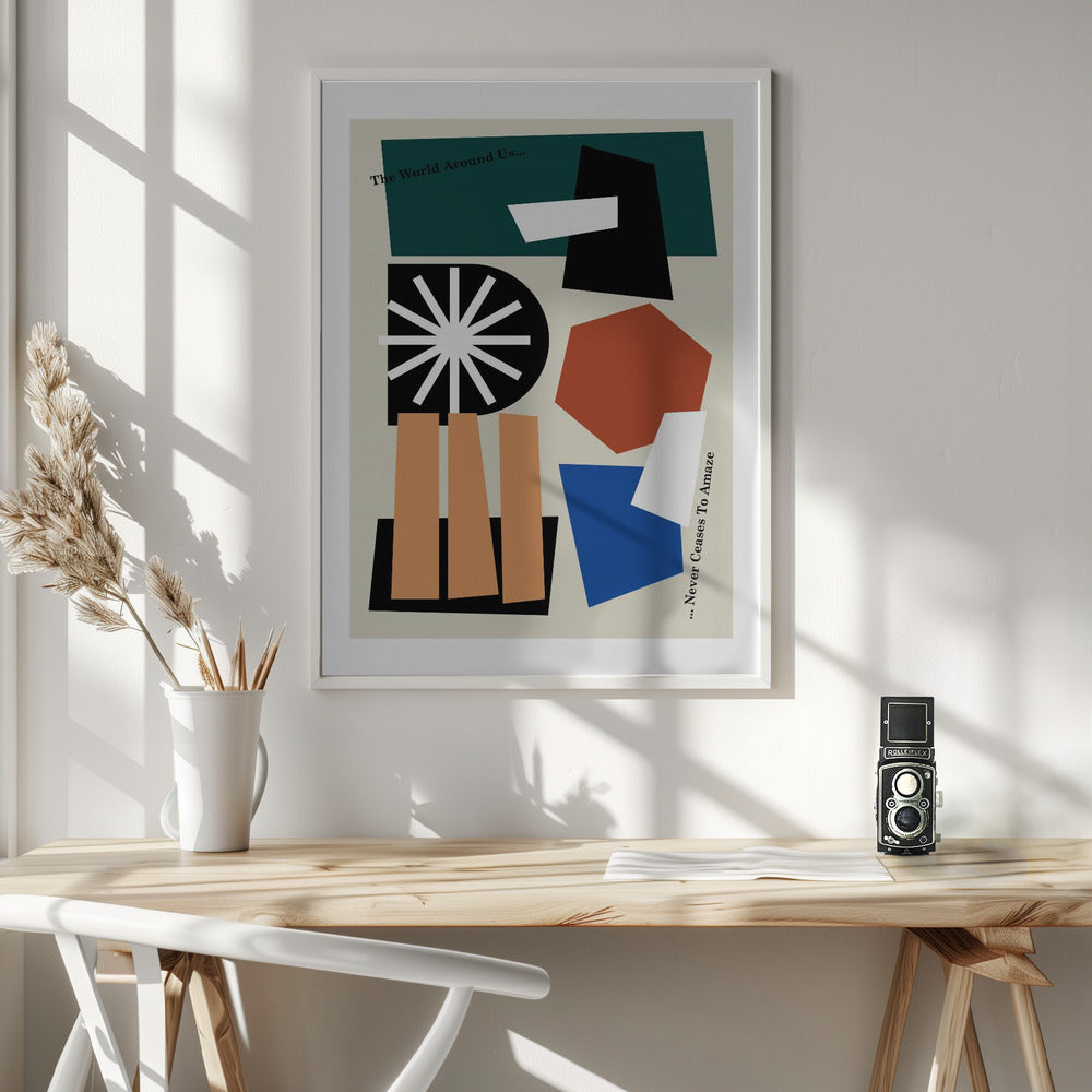 The World Around Us Greige - Poster / Art Print - interiör