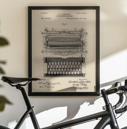 Typewriter Patent 1896 - Poster / Art Print - interiör