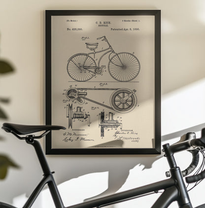 Bicycle Patent 1890 - Poster / Art Print - interiör