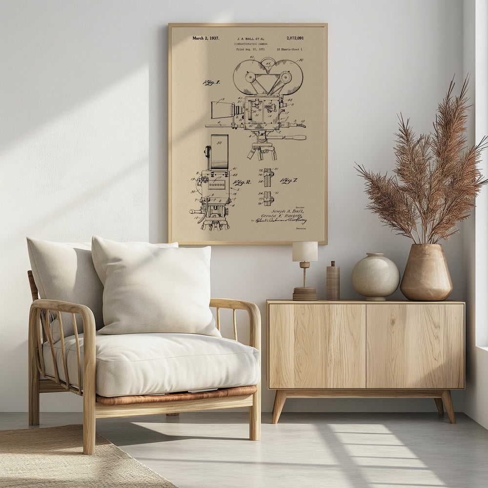 Cinematographic Camera Patent 1937 - Poster / Art Print - interiör