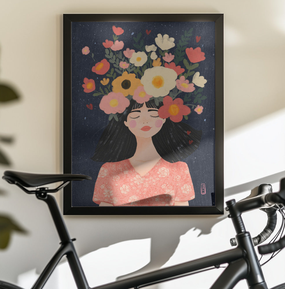 Midnight Flowers and Thoughts - Poster / Art Print - interiör