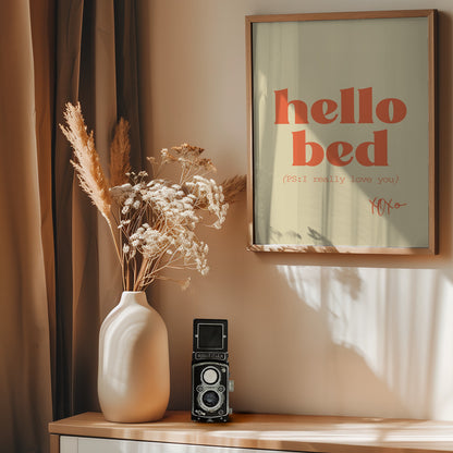 Hello Bed - Poster / Art Print - interiör