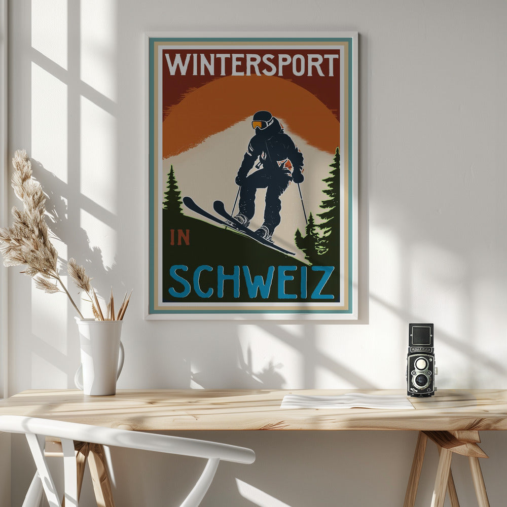 Winter Tourism: Vintage Wintersport In Schweiz - Poster / Art Print - interiör
