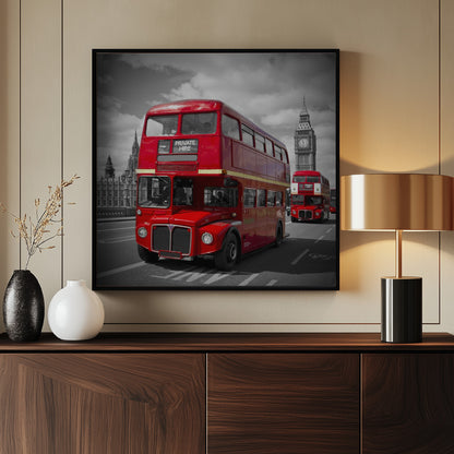 LONDON Red Buses on Westminster Bridge - Poster / Art Print - interiör