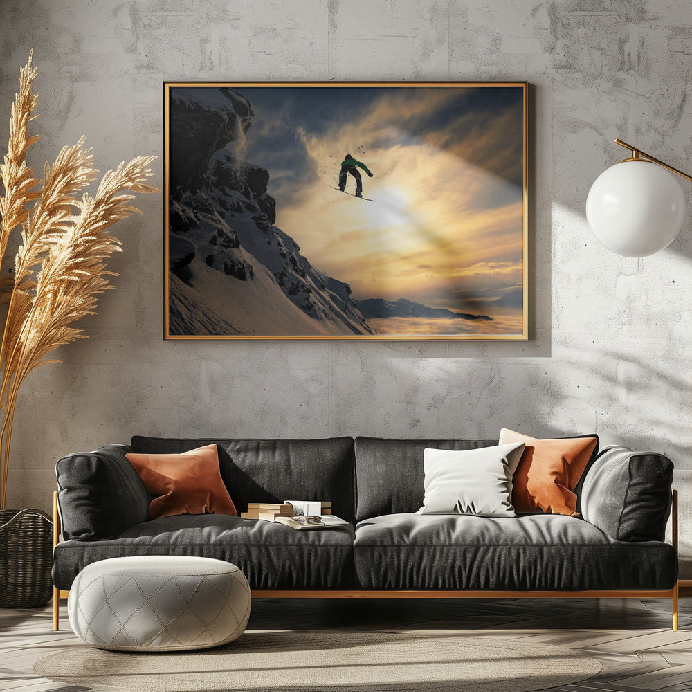 Sunset Snowboarding - Poster / Art Print - interiör