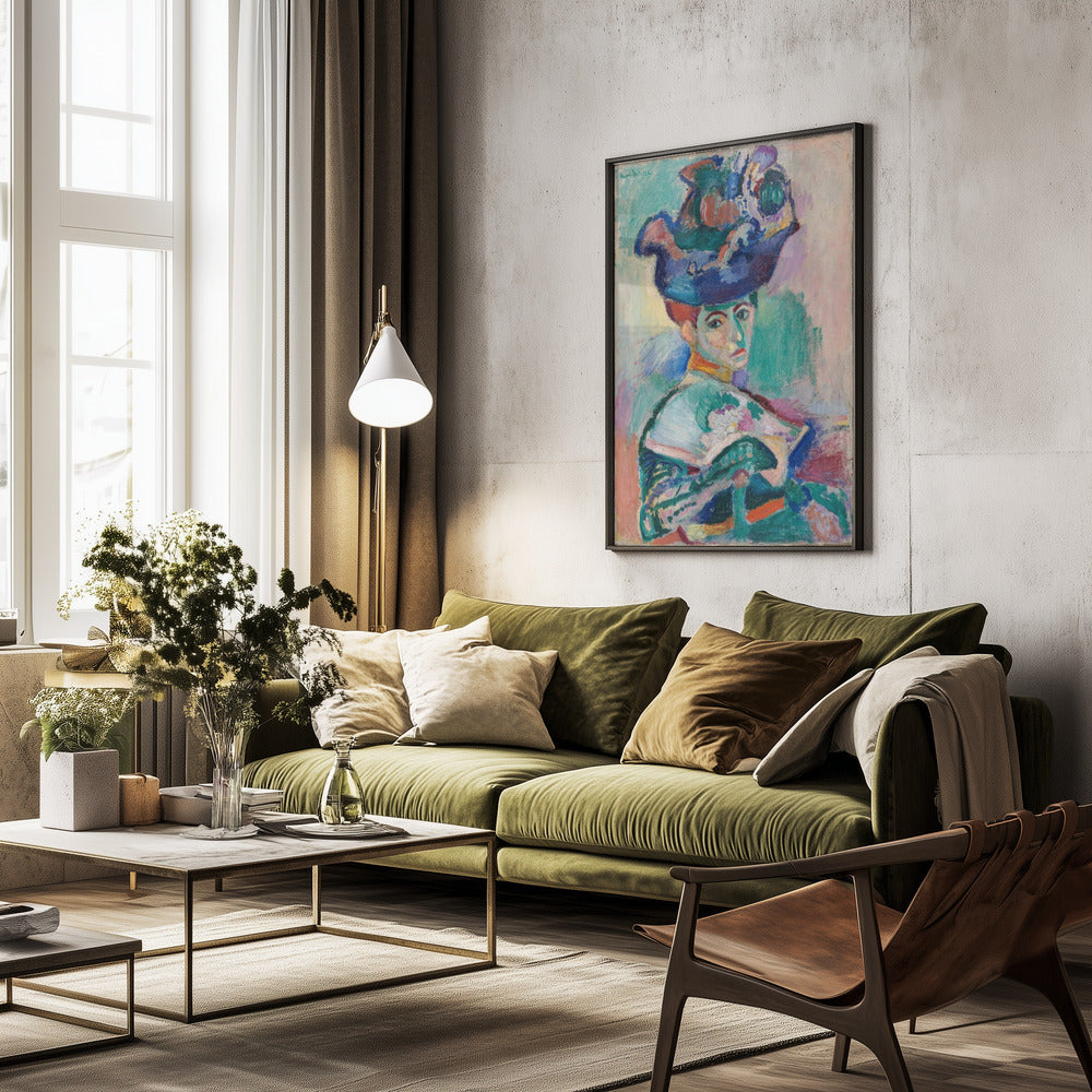 Woman With Hat - Poster / Art Print - interiör