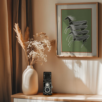 Horses In Stripes - Poster / Art Print - interiör