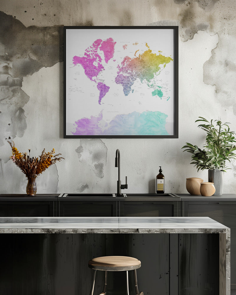 Leo världskarta - Poster / Art Print - interiör
