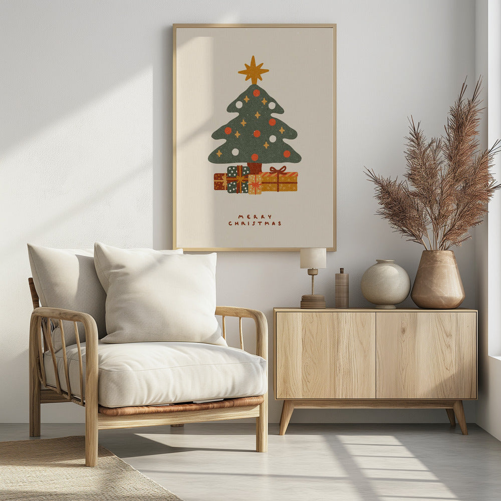 Christmas tree with gifts - Poster / Art Print - interiör