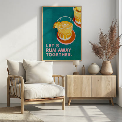 Rum Away Beach Bar Cocktail Art - Poster / Art Print - interiör