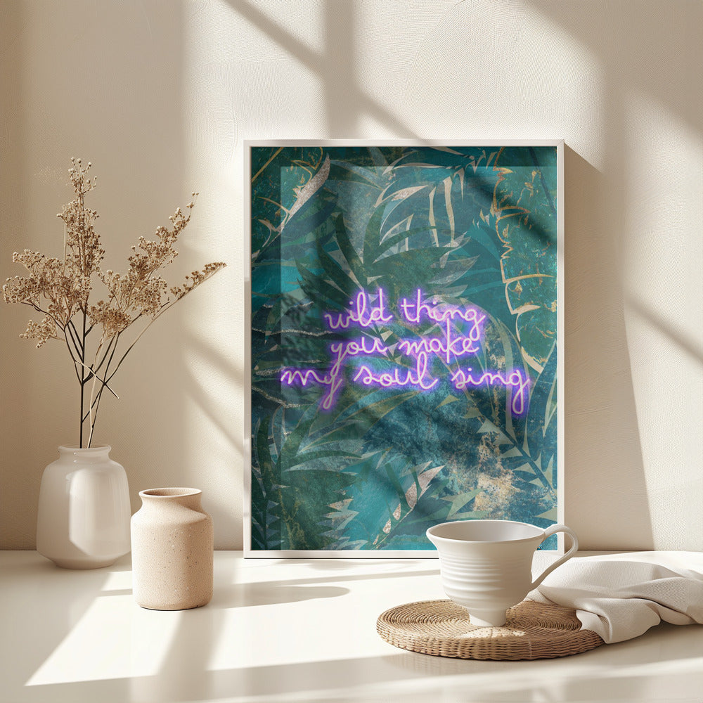 Neon Jungle Typography - Poster / Art Print - interiör