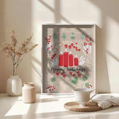 happy holidays - folk art illustration - Poster / Art Print - interiör