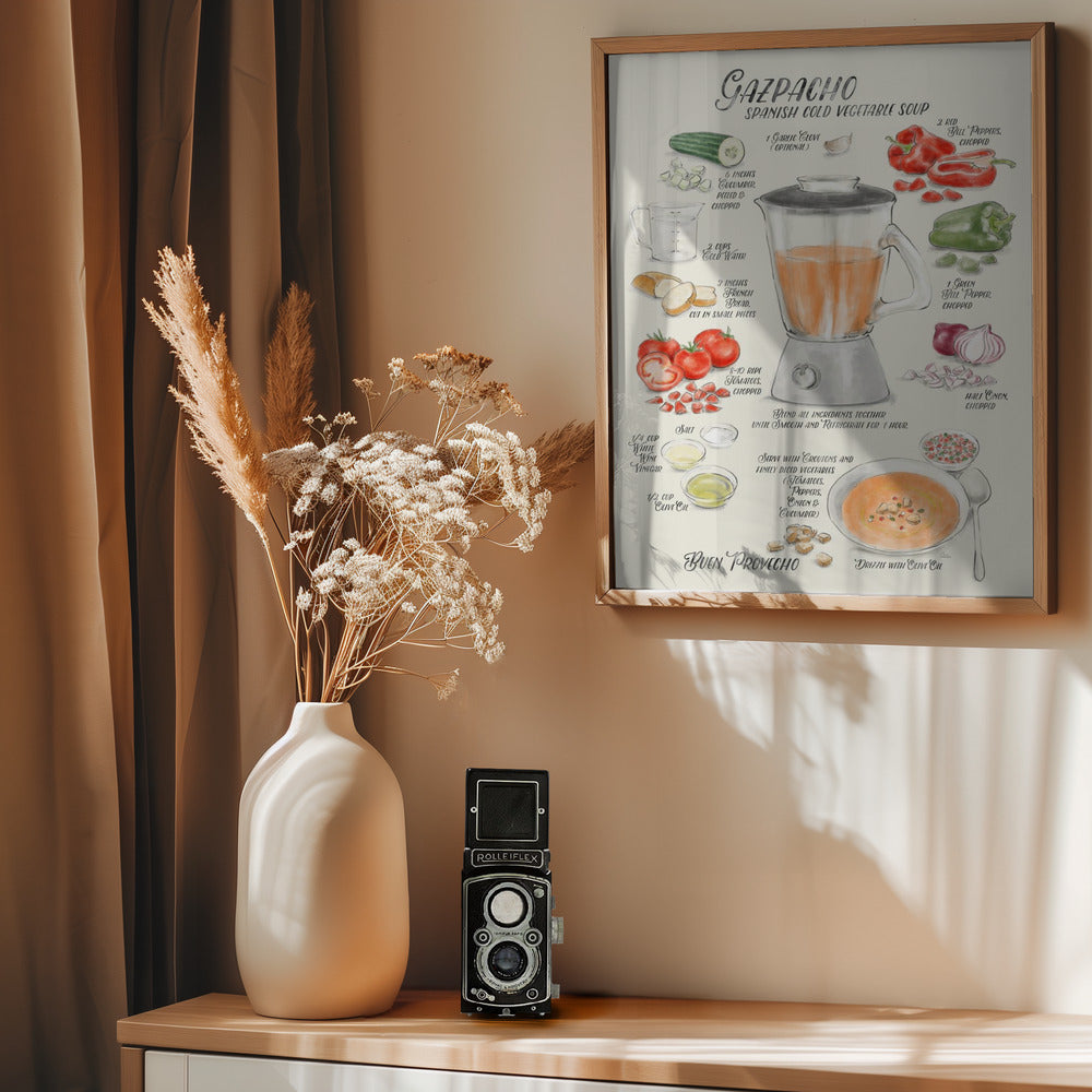 Gazpacho illustrated recipe in English - Poster / Art Print - interiör