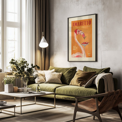 Amaretto Flamingo Art Deco Italian Cafe Travel Art - Poster / Art Print - interiör