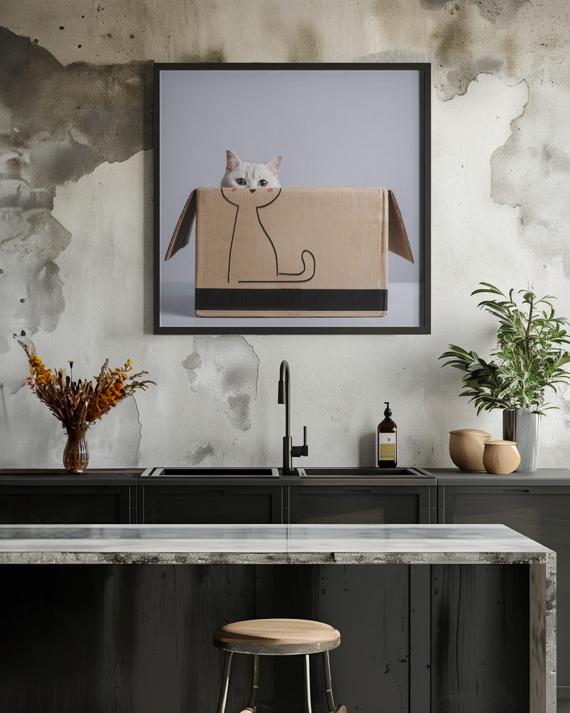 Cat in the box - Poster / Art Print - interiör