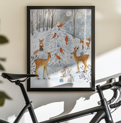 Christmas in the winter animal forest - Poster / Art Print - interiör