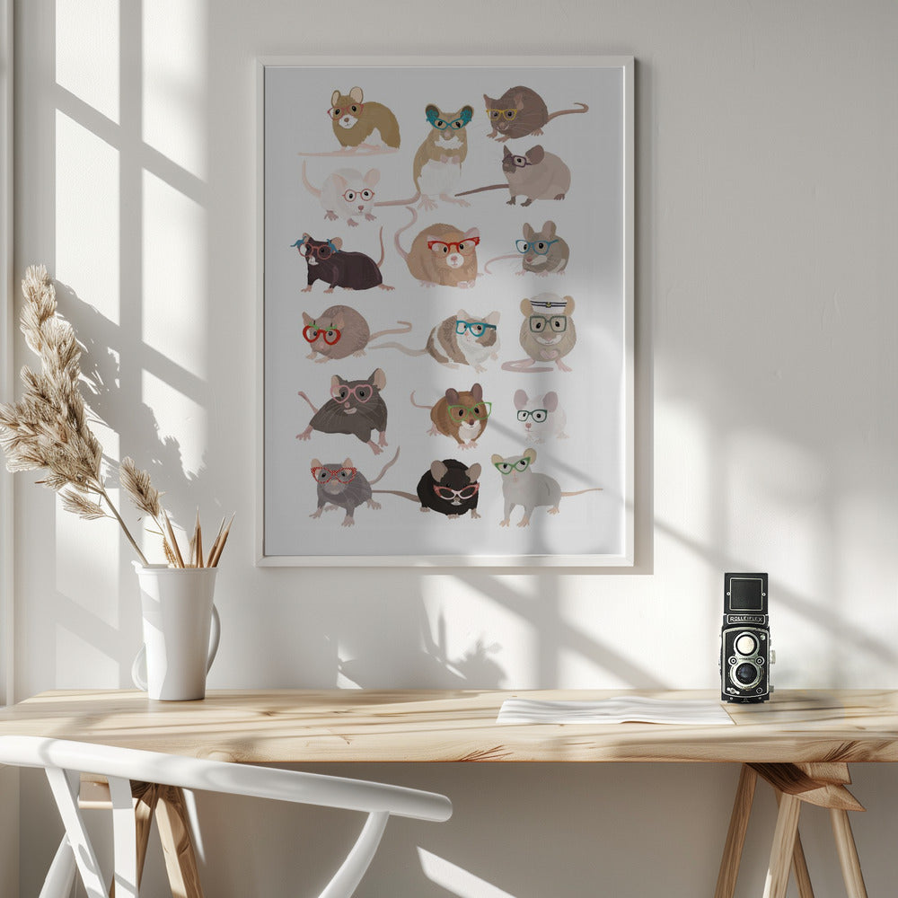 Mice In Glasses - Poster / Art Print - interiör