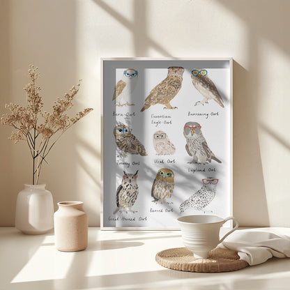 Owls In Glasses Print - Poster / Art Print - interiör