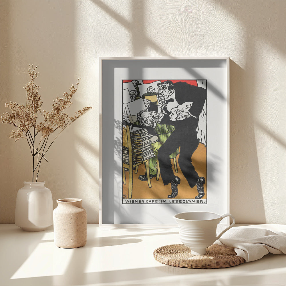 Vienesse Café  In the Reading Room - Poster / Art Print - interiör