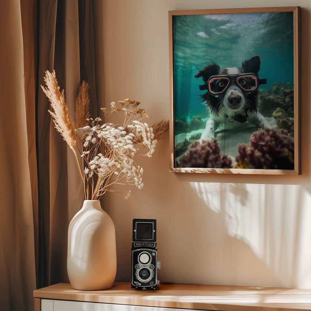 Border Collie Dive 3 - Poster / Art Print - interiör