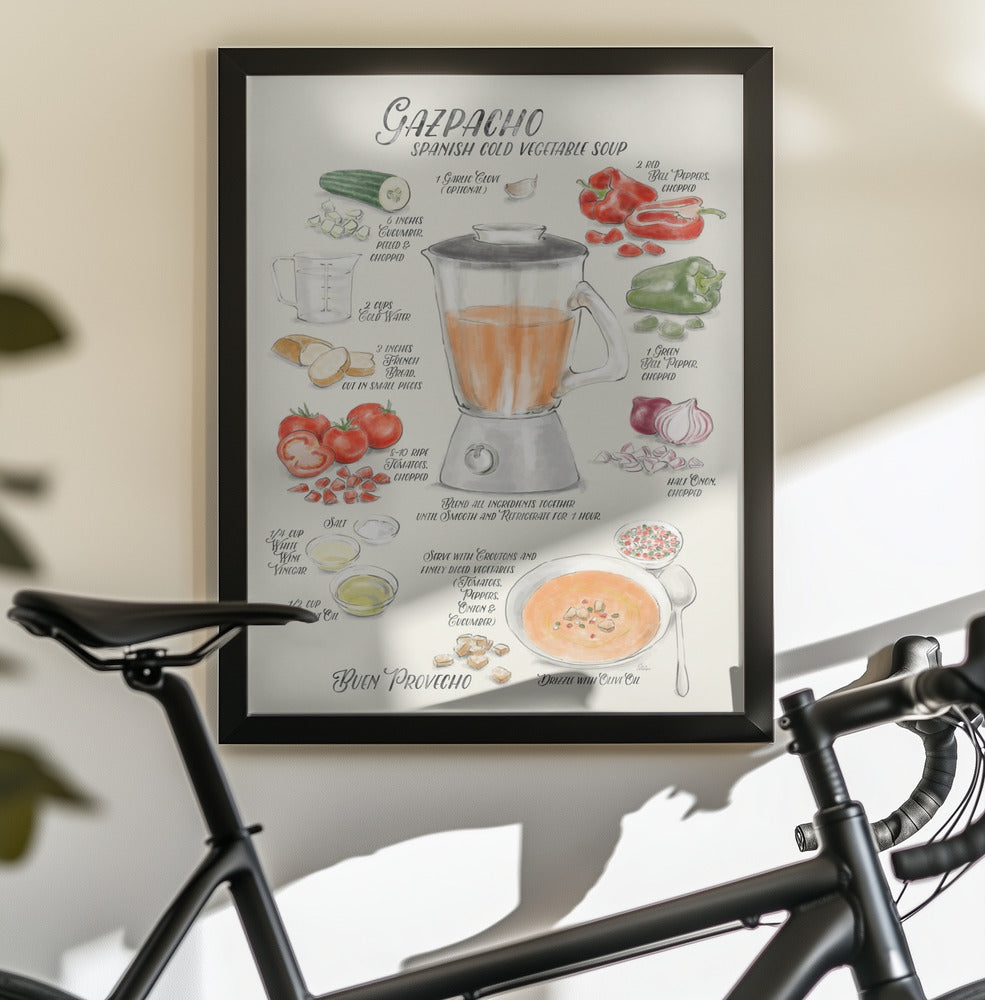 Gazpacho illustrated recipe in English - Poster / Art Print - interiör