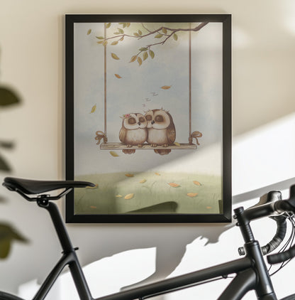 Owls in love - Poster / Art Print - interiör