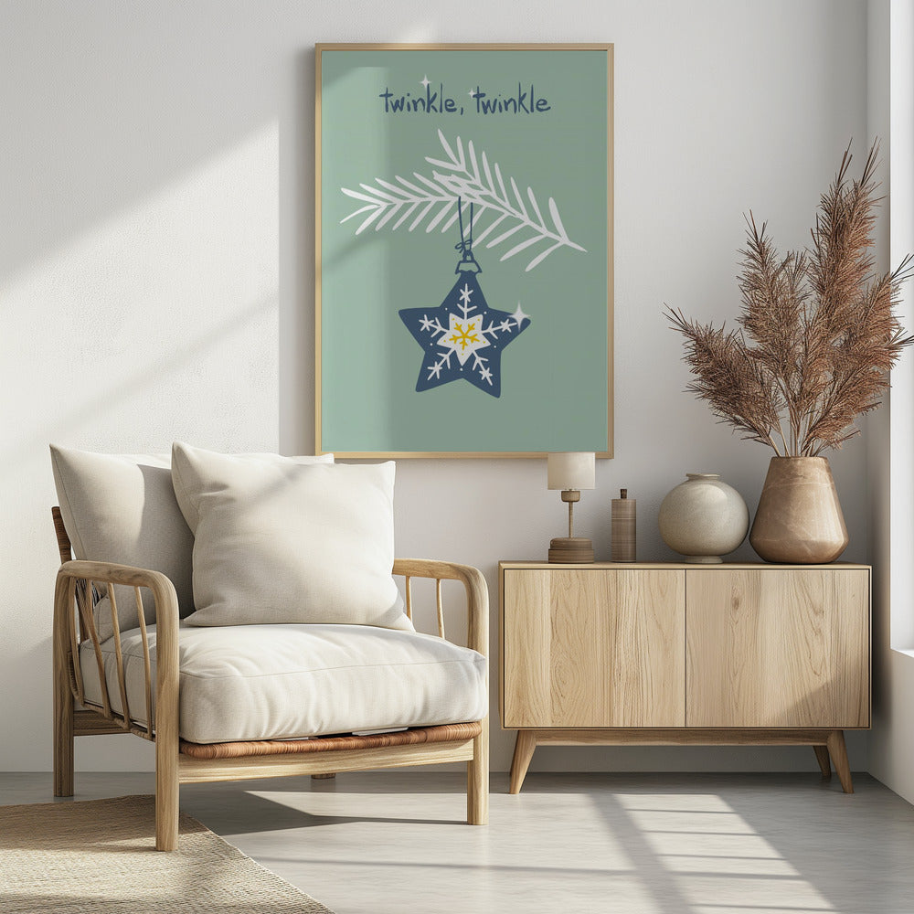 Cheerful twinkle Christmas star mint - Poster / Art Print - interiör