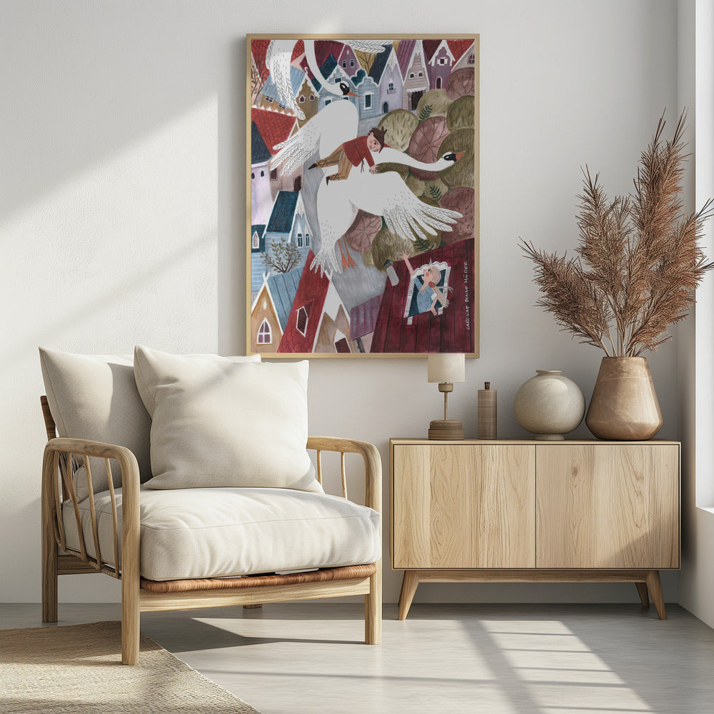 The magical wild geese - Poster / Art Print - interiör