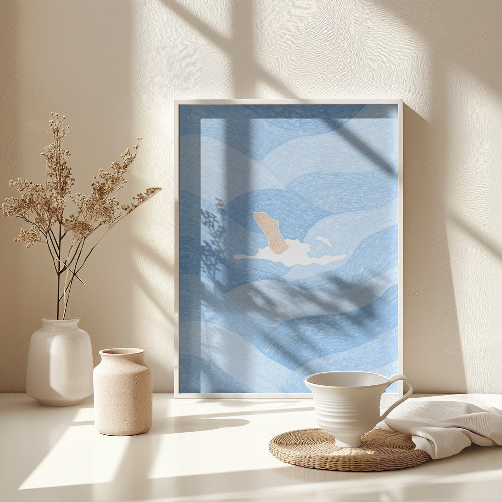 Swimming in the Summer Ocean - Poster / Art Print - interiör