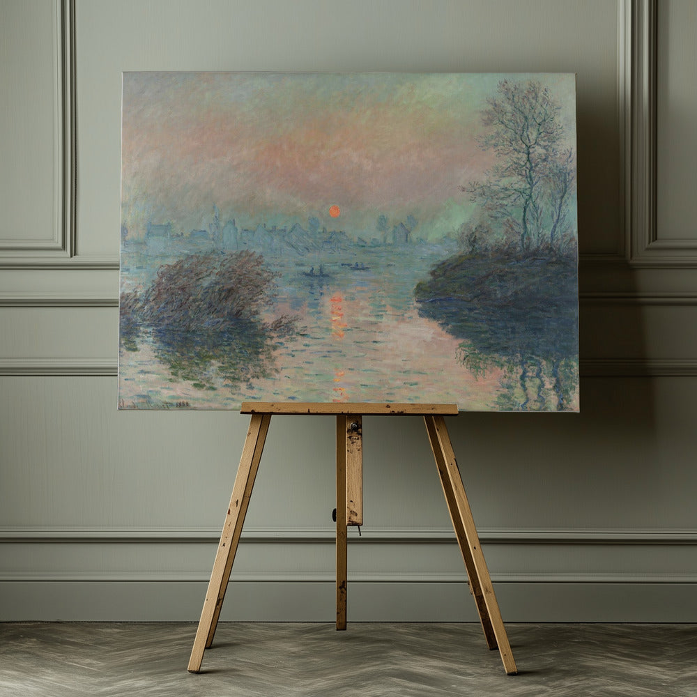 Sun Setting On the Seine At Lavacourt (1880) Claude Monet - Poster / Art Print - interiör