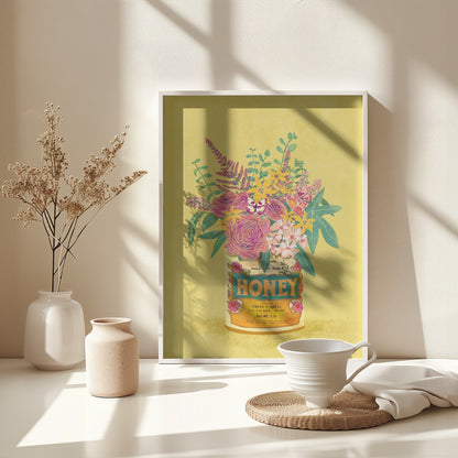 Flowers In a vintage Honey Can - Poster / Art Print - interiör