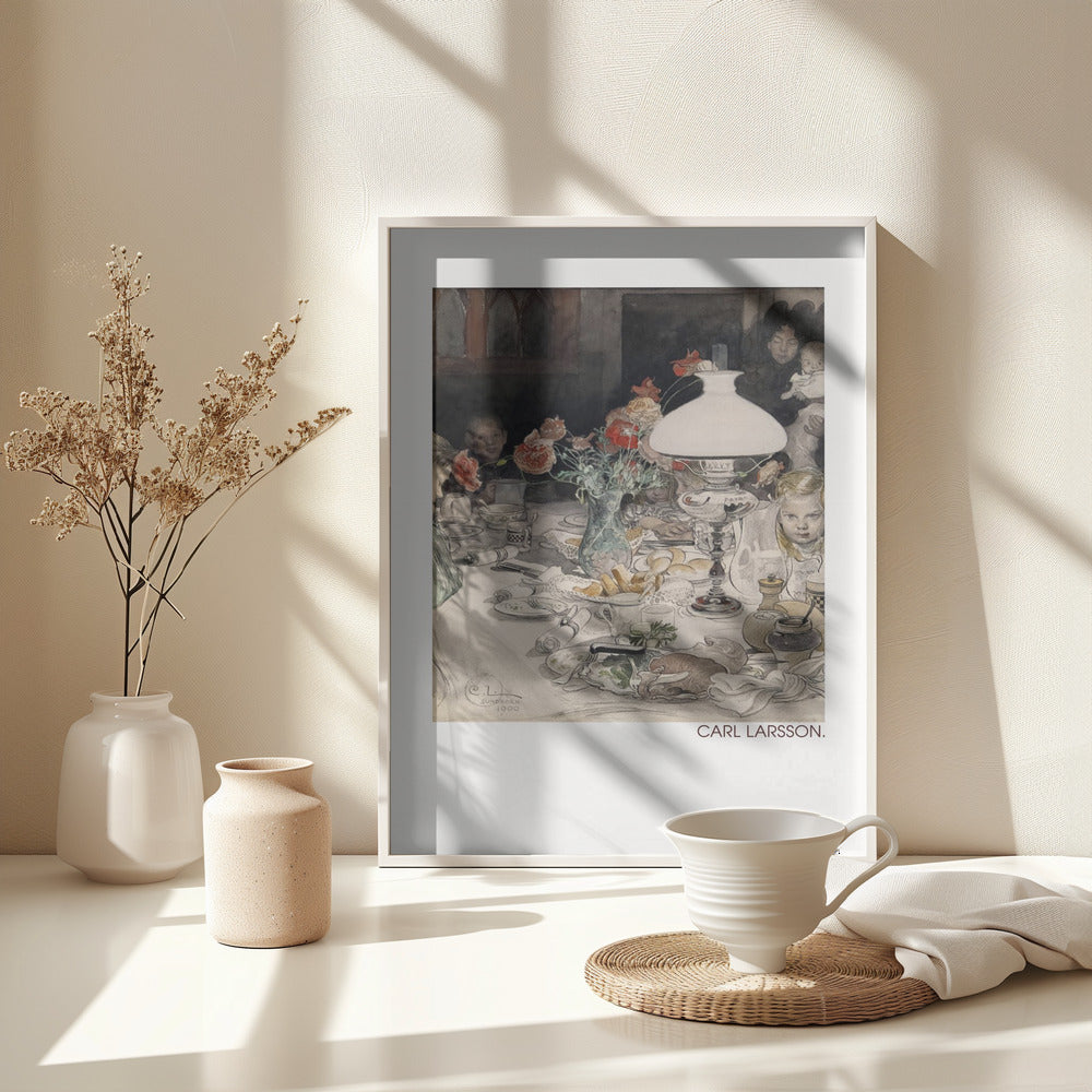 Around the Evening Lamp (1900) - Poster / Art Print - interiör