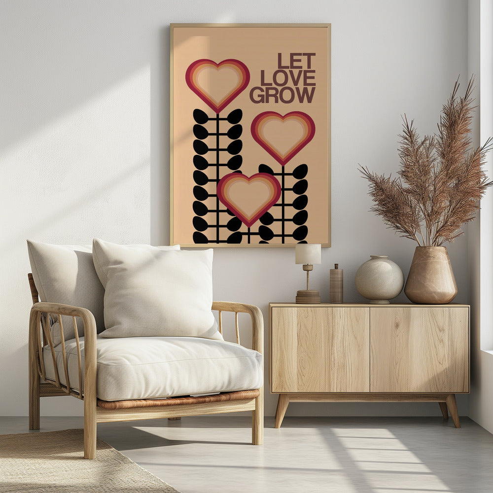 Let Love Grow Cream - Poster / Art Print - interiör
