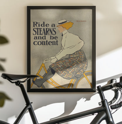 Ride a Stearns and Be Content (1896) - Poster / Art Print - interiör
