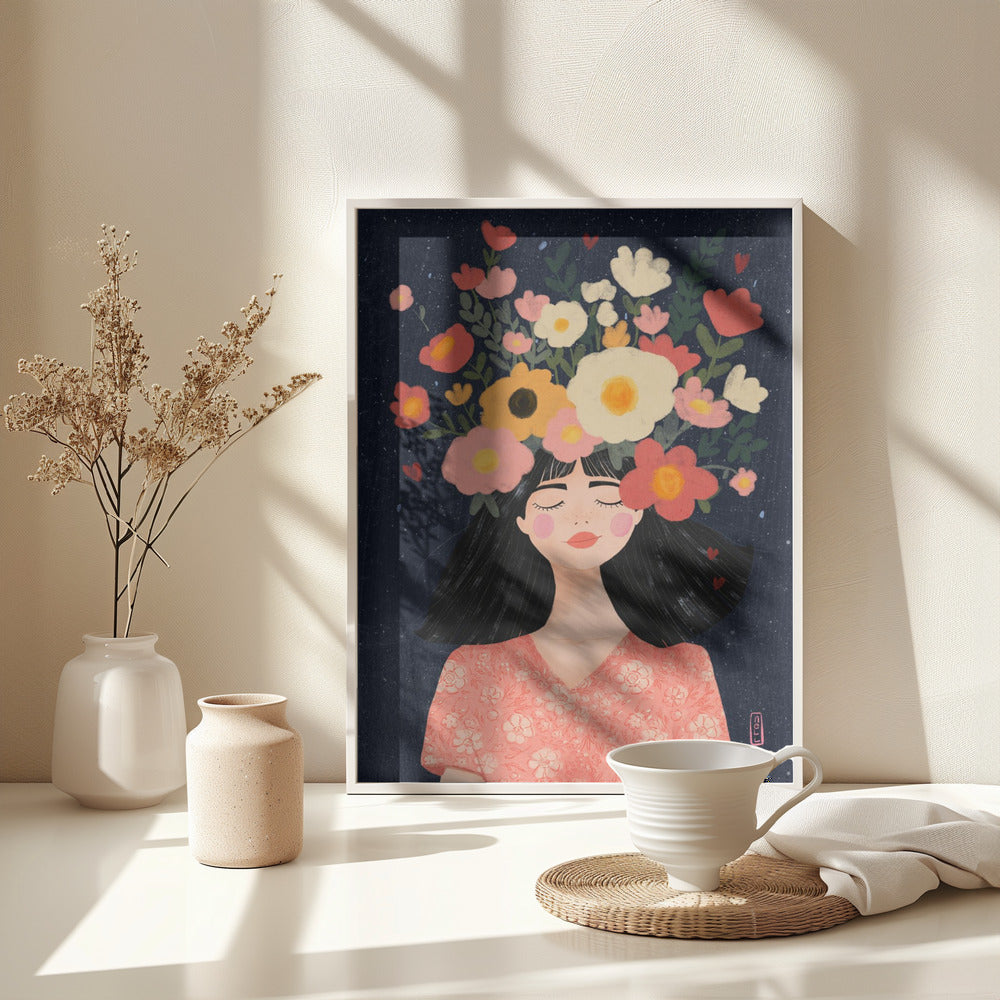 Midnight Flowers and Thoughts - Poster / Art Print - interiör