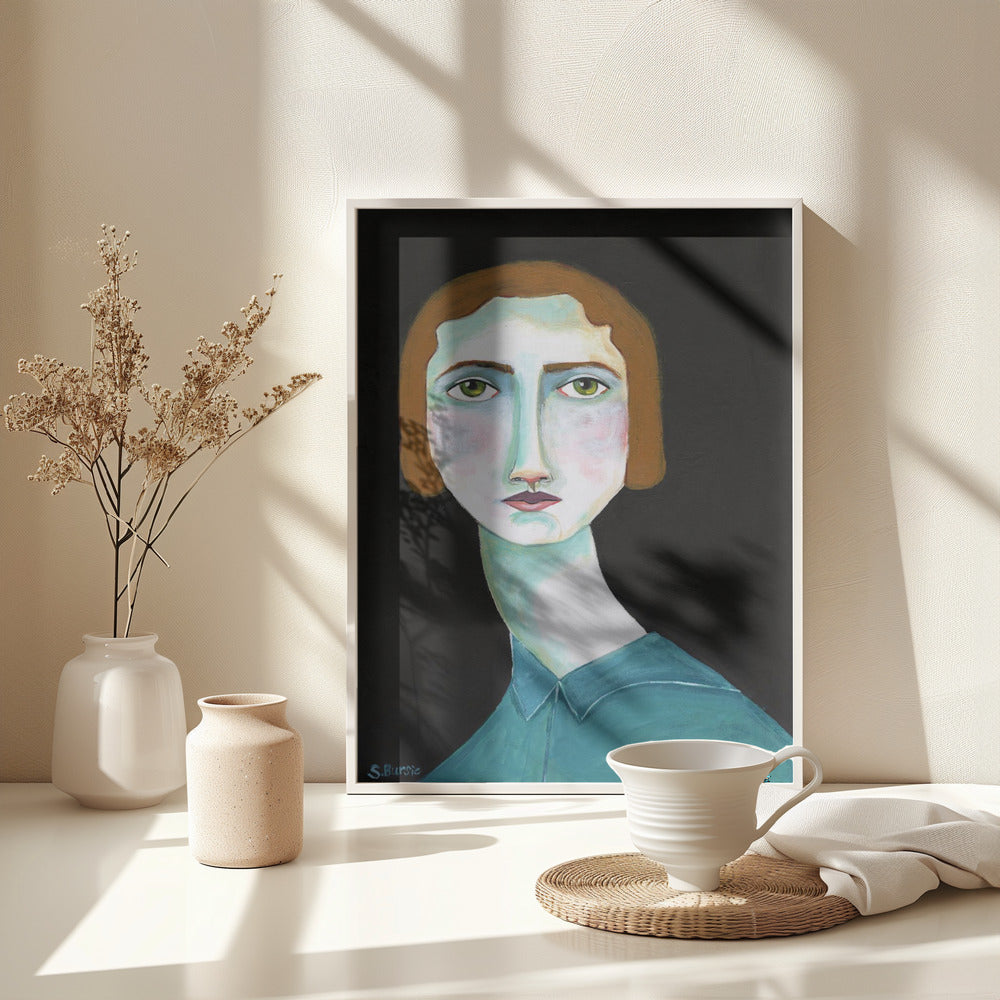 Vintage Lady Looking - Poster / Art Print - interiör