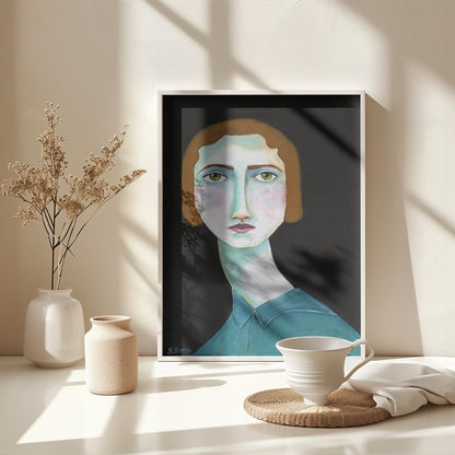 Vintage Lady Looking - Poster / Art Print - interiör