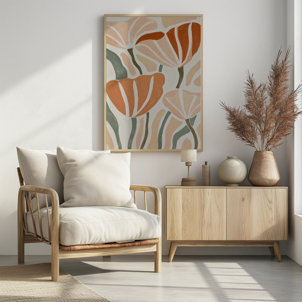Abstract Geometric Flowers - Poster / Art Print - interiör