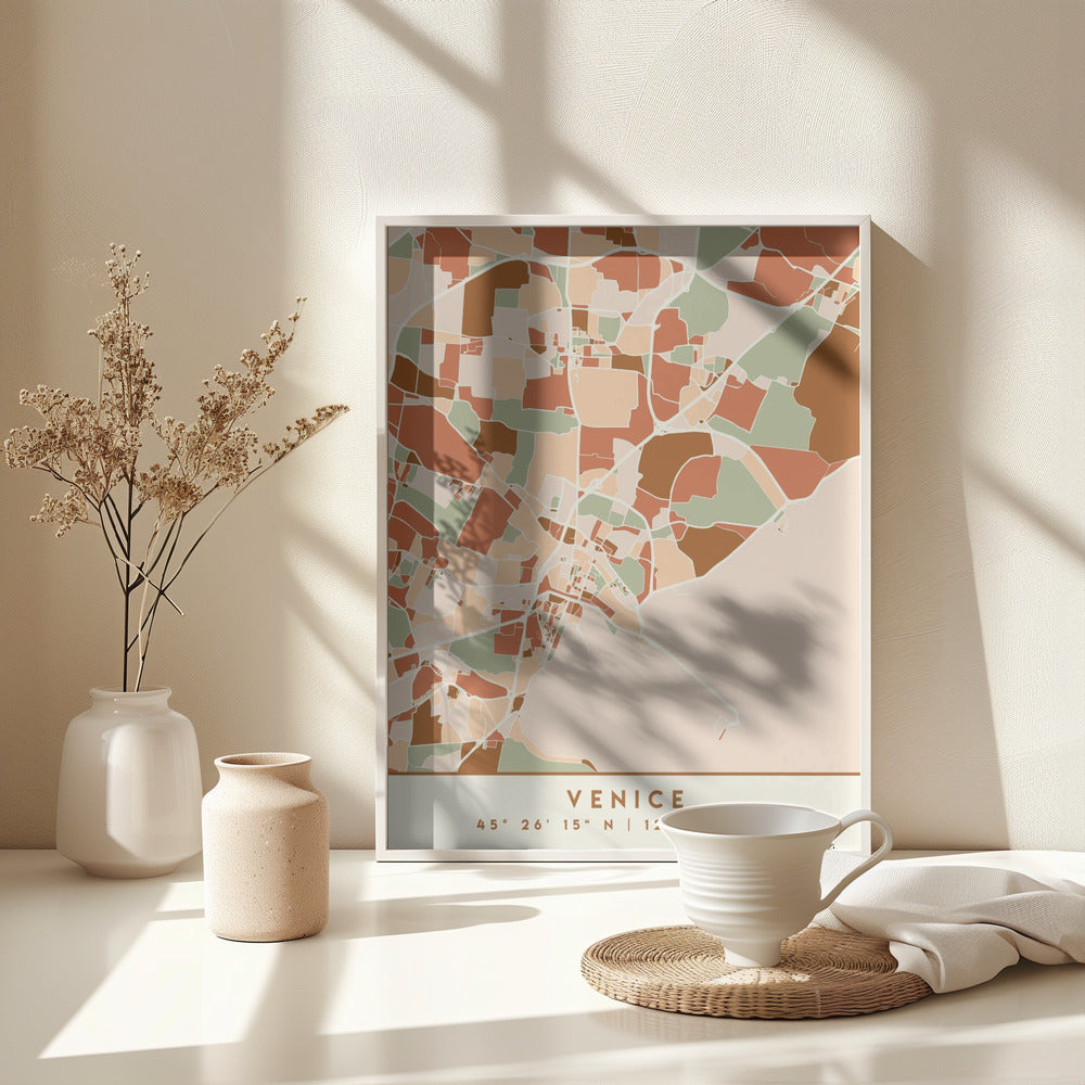Black Maps Earth Tones 91 - Poster / Art Print - interiör